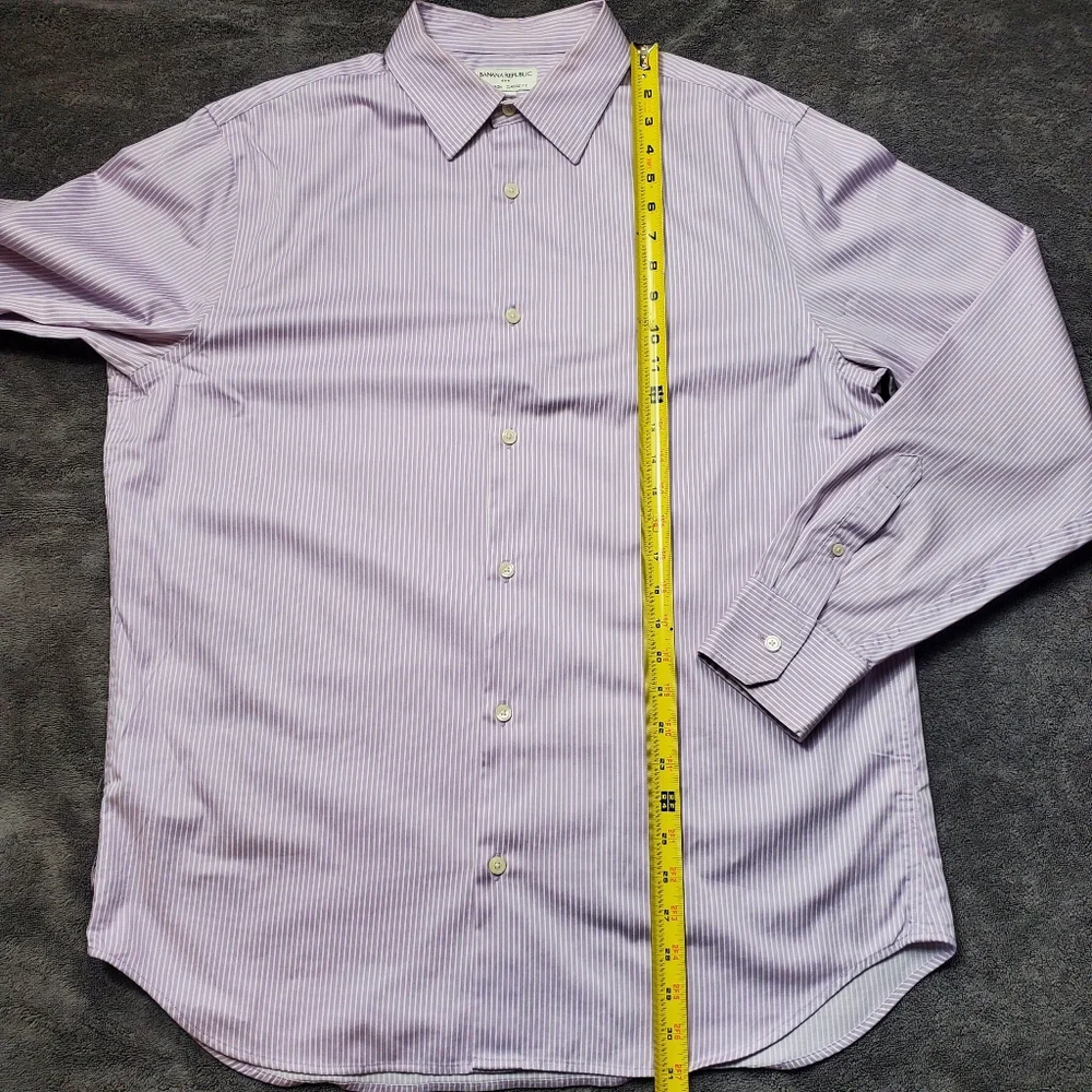 Banana Republic Mens L 16-16.5 Classic Fit Purple Stripe Dress Shirt 100% Cotton
